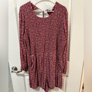 American Eagle Outfitters Red Floral Jumpsuit